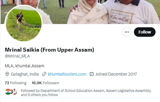 Mrinal Saikia's X handle  